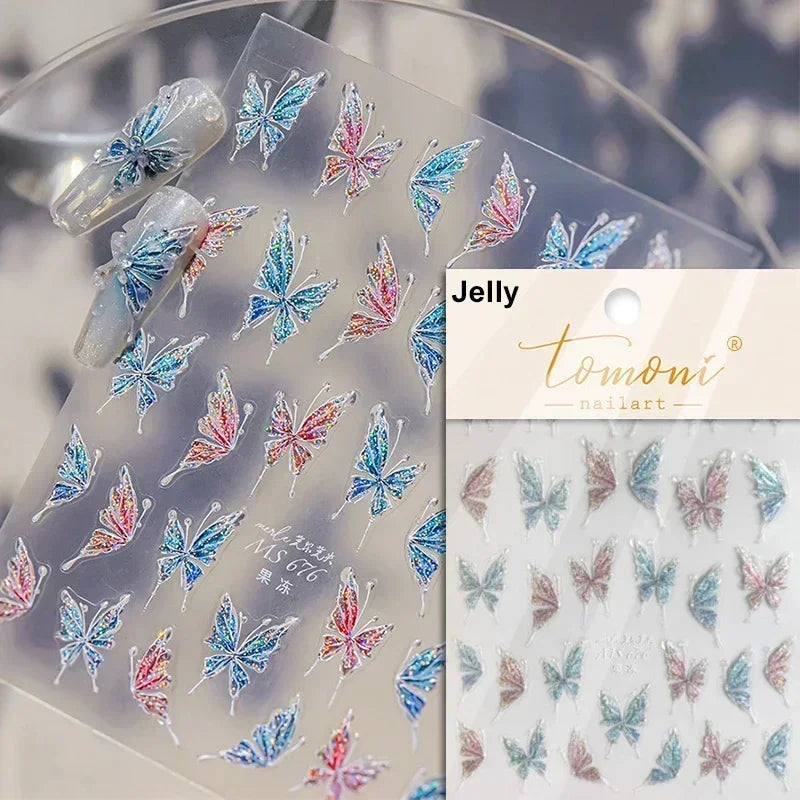 Dreamy Chic Butterfly Flower Bowknot Square Rhinestone Crystal 5D Self Adhesive Nail Art Stickers Fantasy Shiny Manicure Decals (ONLINE ORDER ONLY)
