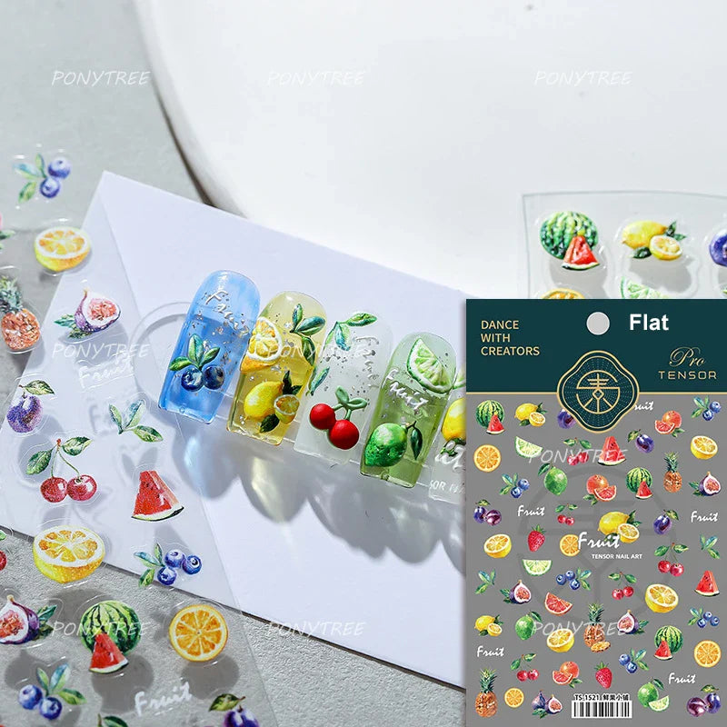 Summer Beach Bikini Watermelon Cat Popsicle Swim Ring Ice Cream Shell Coconut Tree Nail Art Decoration Stickers Manicure Decals (Online Order Only)