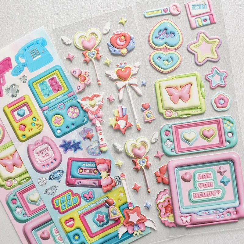 1pcs Ins Cute Love Magic Wand 3D Stickers Planner Journal Scrapbooking Decorative Sticker Aesthetic Kawaii Korean Stationery (Online Order Only)