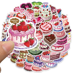 50pcs Cute Cartoon Constellation Cakes Stickers For Kids Adults Water Bottle Laptop Luggage Notebook Waterproof Vinyl Car Decals (Online Order Only)