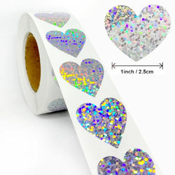 50-500pcs Rainbow Laser Heart Stickers For Envelope Sealing Labels Stationery Supplies Handmade Wedding Gift Decoration Sticker (ONLINE ORDER ONLY)