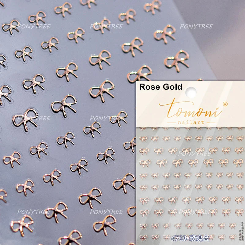Colourful Grid Bowknot Charming Silk Ribbon Tie Chic 5D Self Adhesive Nail Art Sticker Sparkle Crystal Rhinestone Manicure Decal (ONLINE ORDER ONLY)