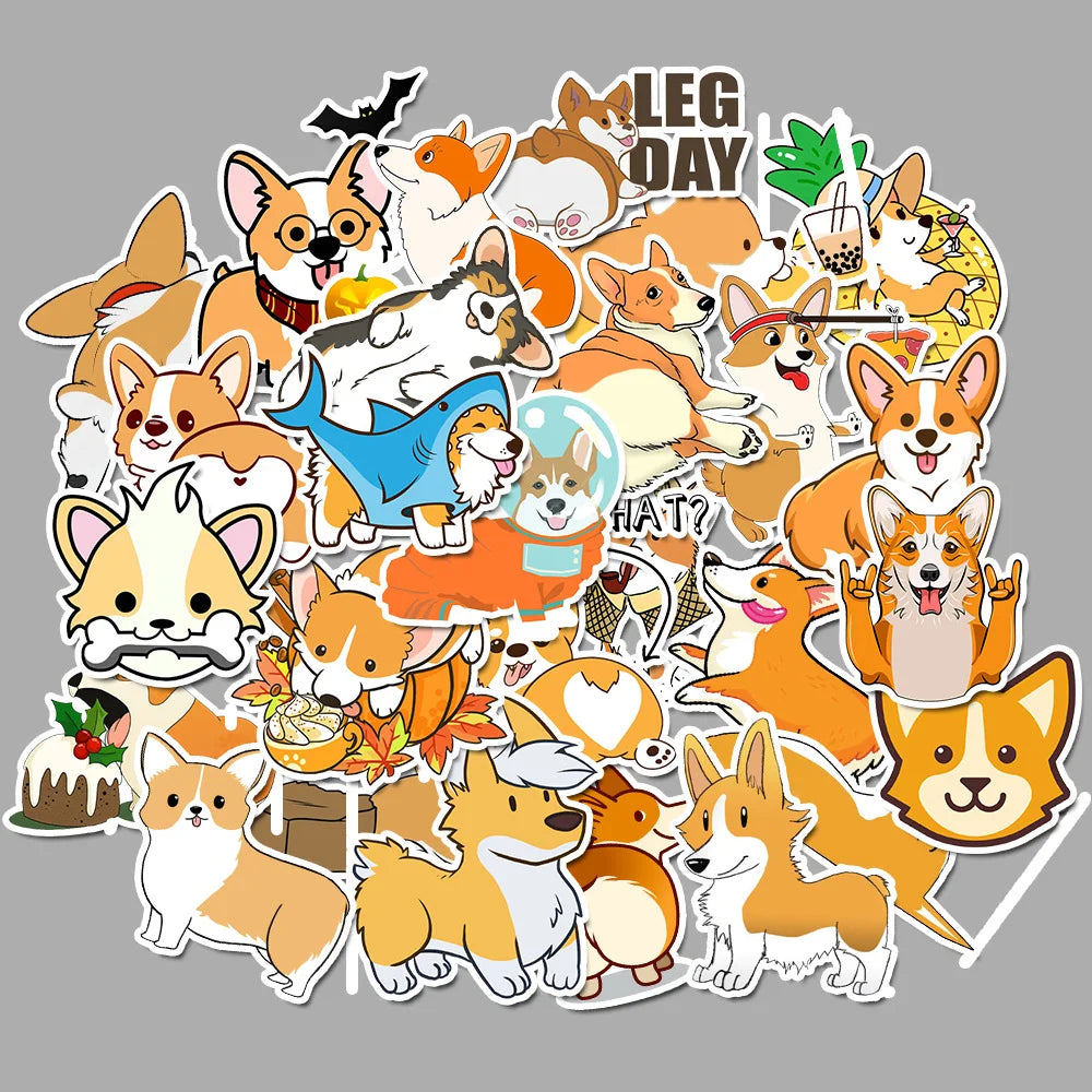 50 pcs/pack Kawaii Corgi Waterproof PVC Journal Decorative Stationery Craft Stickers Scrapbooking DIY Diary Album Stick Label (ONLINE ORDER ONLY)