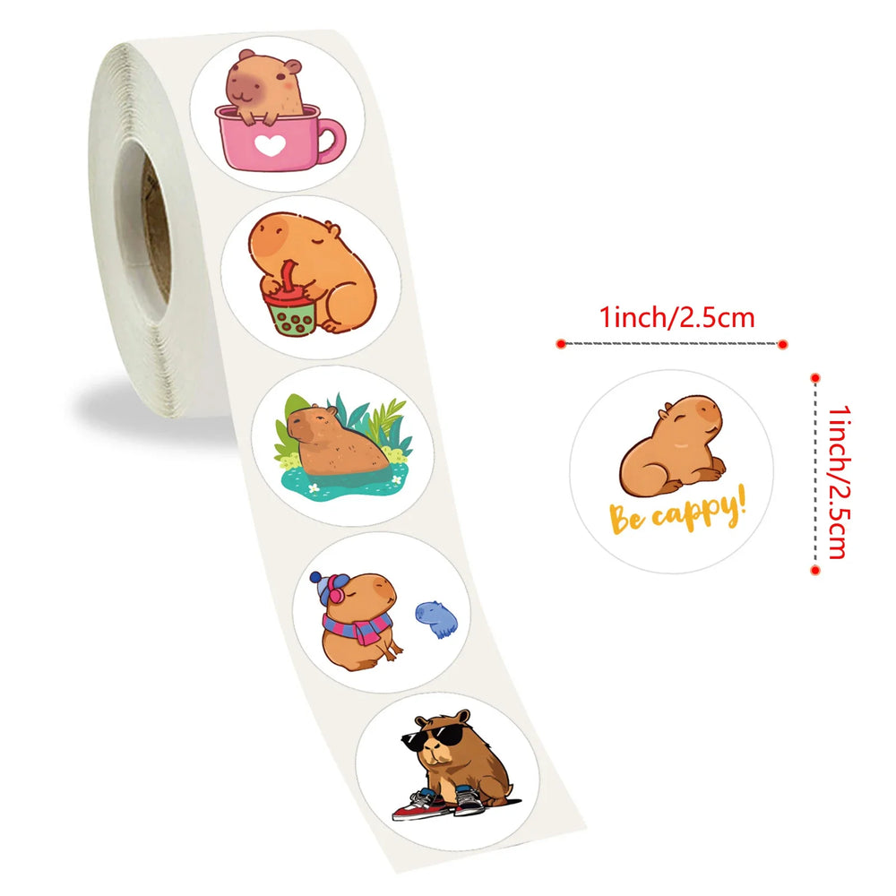 100-500pcs Cute Plump Capybara Cartoon Brown Animals Stickers DIY Scrapbook Phone Reward Seal Label Wall Sticker Kid Toy (Online Order Only)