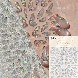 Transparent Purple Pink Gradient Wing Pinion Feather Housefly Wings Shiny Adhesive Nail Art Decoration Stickers Manicure Decals (ONLINE ORDER ONLY)