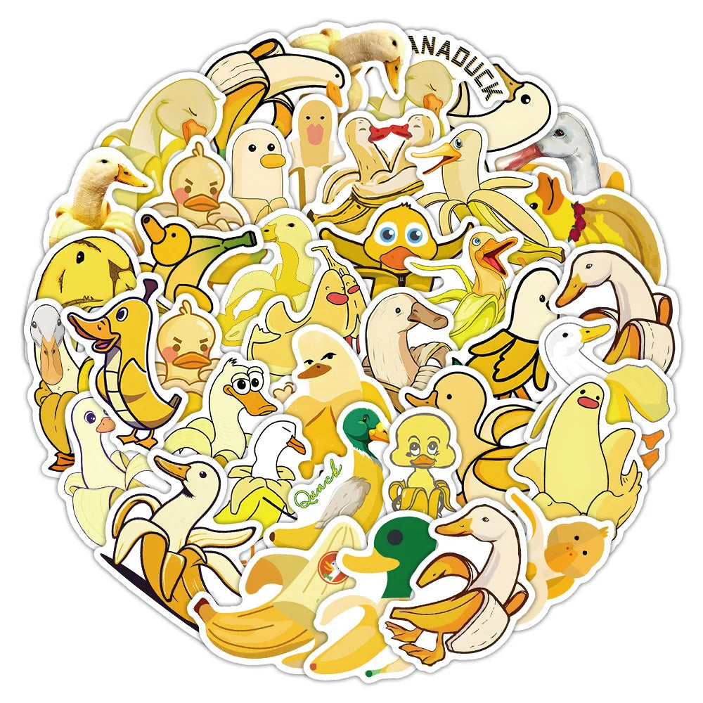 10/30/54PCS Banana Cartoon Stickers Funny Duck Graffiti Sticker Fridge Luggage Laptop Phone Guitar Skateboard Decals Kids Toys (ONLINE ORDER ONLY)