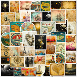 Retro World Map Stickers: Waterproof DIY Travel Luggage, Water Bottle, Phone, Laptop, Guitar, Scrapbooking (10/25/50pcs) (Online Order Only)