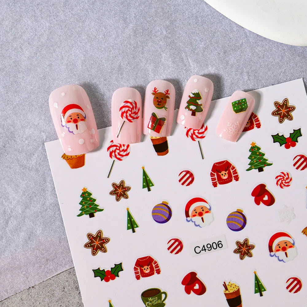 Merry Christmas Penguin Nail Art Sticker 3D Slider Deer Santa Claus Decal New Year Nail Decorations Sticker Manicure Accessories (ONLINE ORDER ONLY)