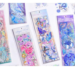 3Pcs Jellyfish Rose Butterfly Laser Sticker DIY Scrapbooking Happy Planning Photo Album Deco Stickers Art Kawaii Stationery (ONLINE ORDER ONLY)