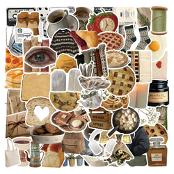 10/30/60PCS Cute Cartoon Stickers Vintage Biscuit Food Graffiti Decals DIY Skateboard Suitcase Phone Notebook Bike Sticker Toys (Online Order Only)