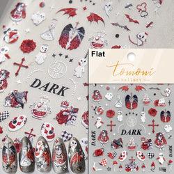 Gothic Dark Spider Butterfly Cross Flame Wings Halloween Horror Rose Flower Rabbit Pumpkin Bear Nail Art Stickers Manicure Decal (ONLINE ORDER ONLY)