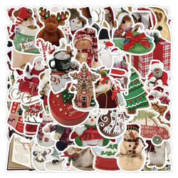 Funny Christmas Cartoon Stickers Pack - Waterproof, Decorative for Luggage, Notebook, Phone, Helmet, Kids Toys (Online Order Only)