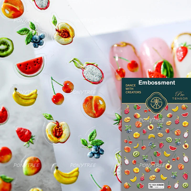 Summer Beach Bikini Watermelon Cat Popsicle Swim Ring Ice Cream Shell Coconut Tree Nail Art Decoration Stickers Manicure Decals (Online Order Only)