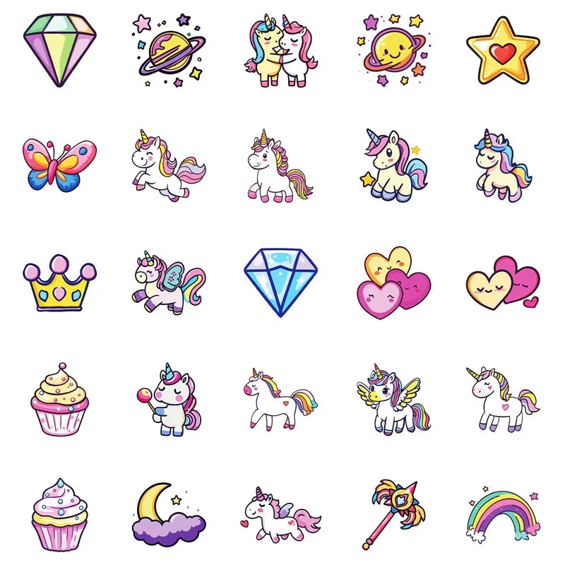 10/30/50PCS Kawaii Love Unicorn PVC Sticker Aesthetic DIY Korean Decoration Scrapbooking Hand Accounting Supplies for Kids (Online Order Only)