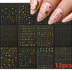 8pcs Gothic Alphabet Design Nail Art Stickers Retro English Letter Nail Art Stickers 3D Self-Adhesive Designs Nail Art Supplies* (Online Order Only)