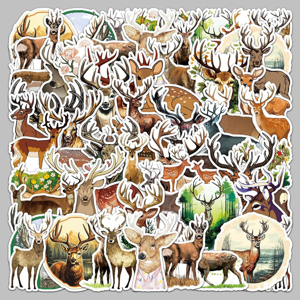 50pcs Cartoon Deer Stickers for Helmet, Wall, DIY Decoration (Online Order Only)