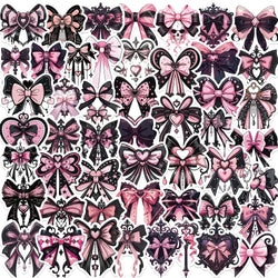 50pcs Pink Bow Stickers for Notebooks, Computers, Scrapbooking, Crafts (ONLINE ORDER ONLY)