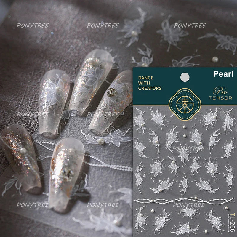 Pretty White Butterfly Flower Wreath Love Heart Crown Corsage Corolla Garland Delicate Adhesive Nail Art Sticker Manicure Decals (ONLINE ORDER ONLY)