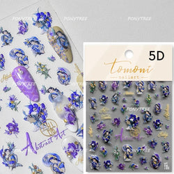 Chic Wild Flower Oil Painting Small Variegated Daisy Peach Blossom Lavender Petal Adhesive Nail Art Stickers Manicure Decals (Online Order Only)