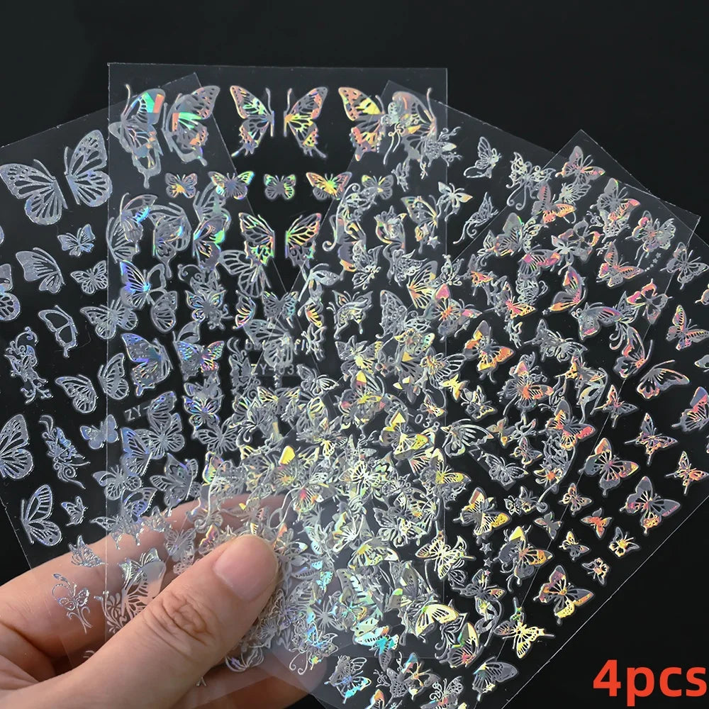 5/8Pcs 3D Hawaiian Flowers Nail Art Stickers Summer Decors with Tropical Leaves Slider Vibrant Pink & White Flowers for Parties* (ONLINE ORDER ONLY)