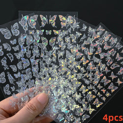 5/8Pcs 3D Hawaiian Flowers Nail Art Stickers Summer Decors with Tropical Leaves Slider Vibrant Pink & White Flowers for Parties* (ONLINE ORDER ONLY)