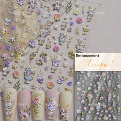 Dried Flower Butterfly Wildflowers Daisy Lily Moth Orchid Garden Self Adhesive Nail Art Stickers Chic Manicure Decals Wholesale (ONLINE ORDER ONLY)