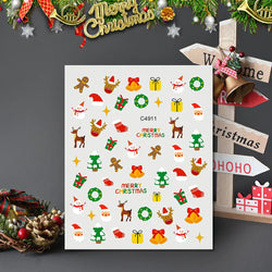 3D Gold Glitter Snowflake Nail Sticker Winter Reflective Elk Star Balloon Christmas Tree Foil Xmas New Year Decal Tips Decoratio (ONLINE ORDER ONLY)