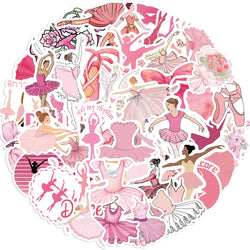 Pink Ballet Dance Stickers for Phone, Laptop, Luggage, Skateboard - 10/30/50PCS (ONLINE ORDER ONLY)