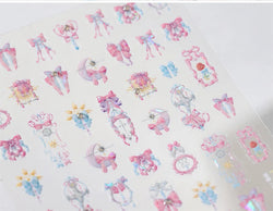 Pink Bowknot Star Moon Starburst Sun Polar Day Polar Night Sword Rose Flower Wreath Adhesive Nail Art Stickers Manicure Decals (ONLINE ORDER ONLY)