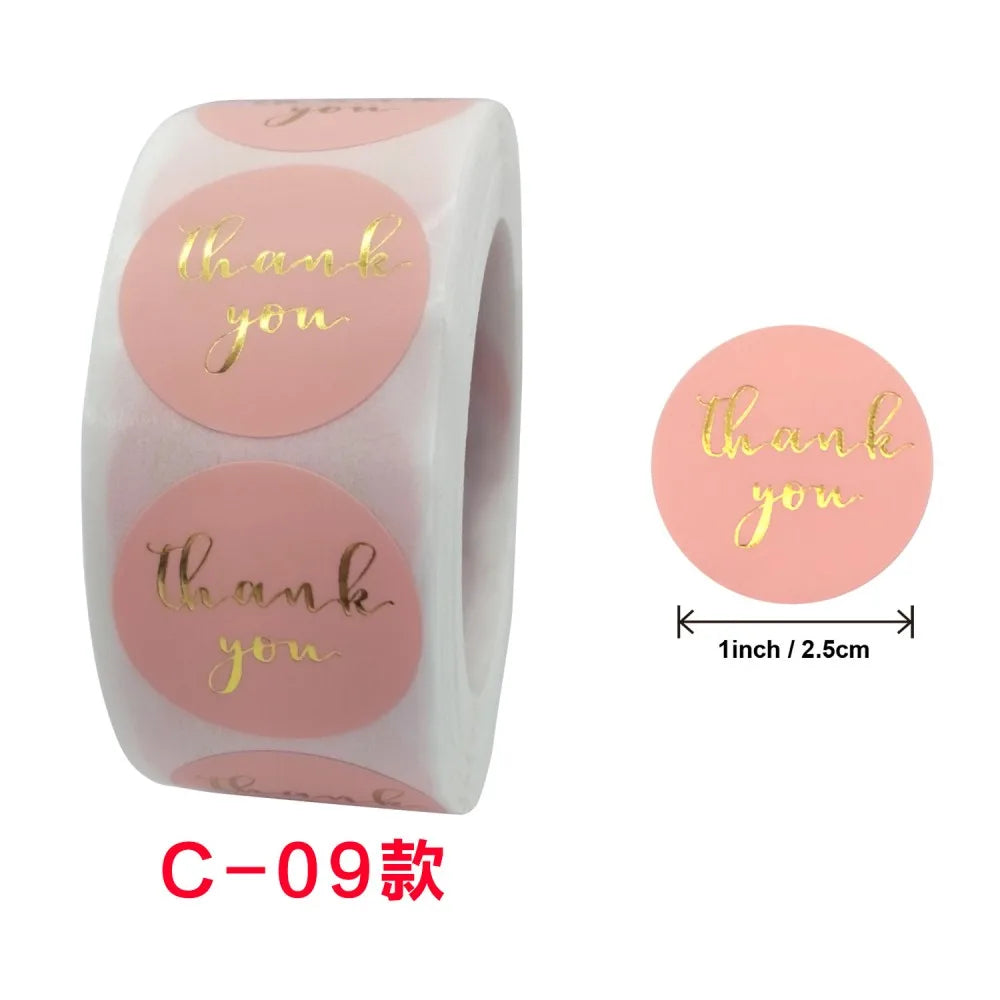 50-500pcs Labels 1inch Round Gold Foil Thank You Stickers For Cards Envelope Sealing Label Stickers Wedding Party Gift Sticker (ONLINE ORDER ONLY)