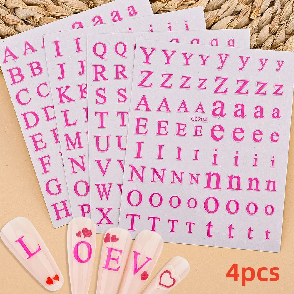 8pcs Gothic Alphabet Design Nail Art Stickers Retro English Letter Nail Art Stickers 3D Self-Adhesive Designs Nail Art Supplies* (Online Order Only)