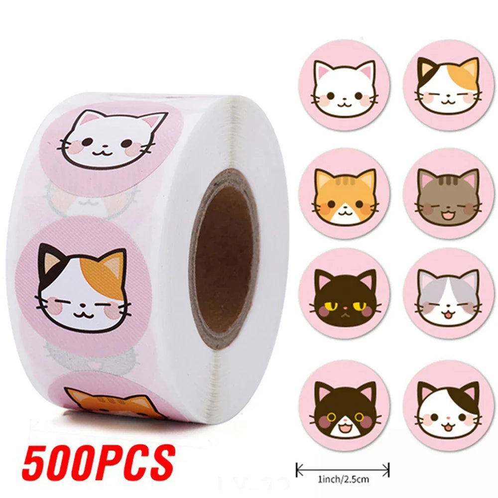 100-500pcs Cartoon Cat Stickers For School Reward Stickers Classroom Decoration Encouragement Sticker For Student Teacher (ONLINE ORDER ONLY)