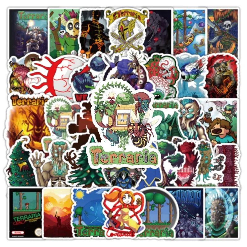 52pcs Terraria Game Stickers for Luggage, Water Cup, Laptop, Phone, Scooter, Refrigerator (Online Order Only)