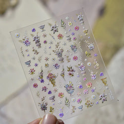 European Garden Angel Wing White Rose Flower Bed Vase Lace Bowknot Statue Adhesive Nail Art Decoration Sticker Manicure Decals (ONLINE ORDER ONLY)