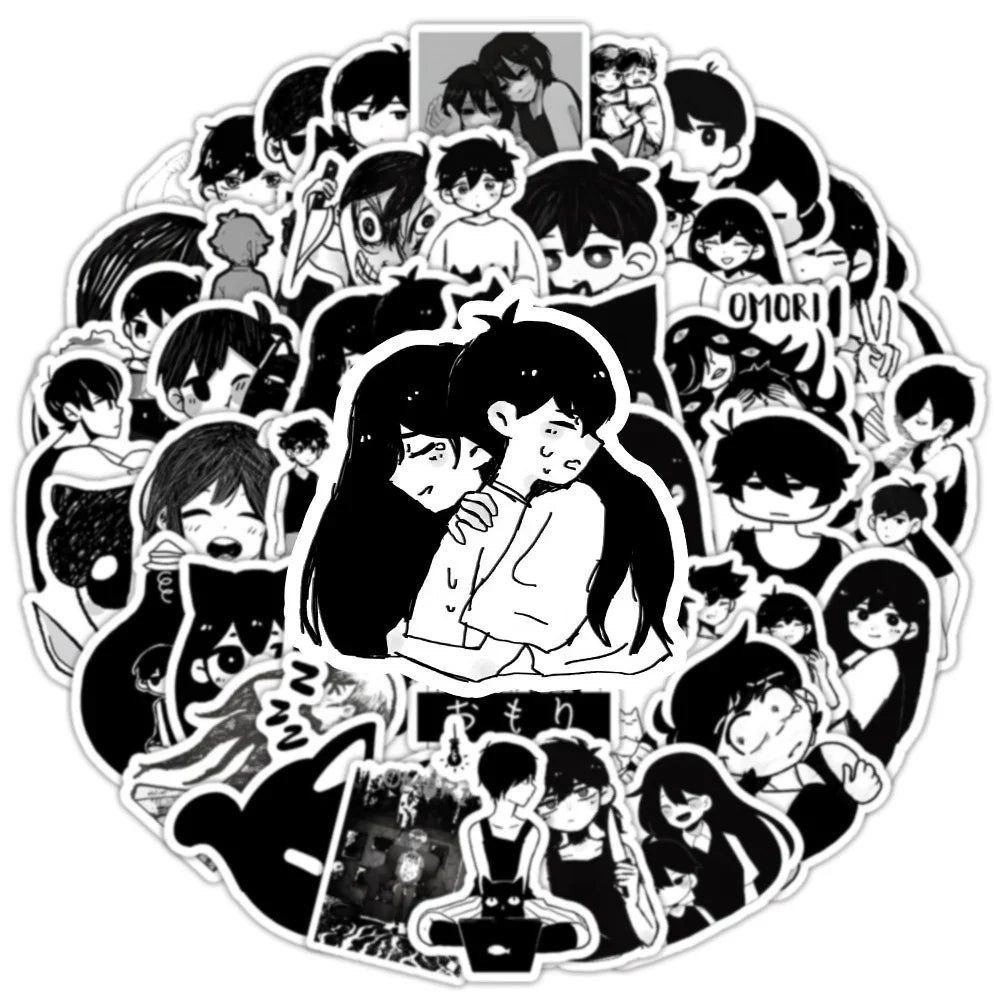 10/30/50pcs Black White Game Omori Graffiti Stickers Decals DIY Skateboard Laptop Motorcycle Luggage Car Bike Waterproof Sticker (ONLINE ORDER ONLY)