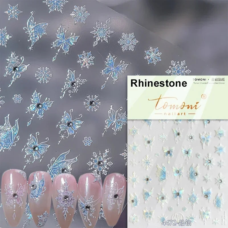 Dreamy Chic Butterfly Flower Bowknot Square Rhinestone Crystal 5D Self Adhesive Nail Art Stickers Fantasy Shiny Manicure Decals (ONLINE ORDER ONLY)