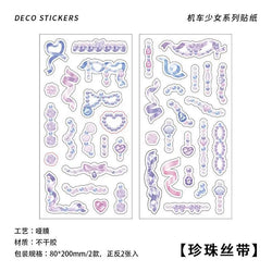 2Pcs/lot Cute Ribbon Chain Stickers Lace Idol Card Scrapbooking DIY Album Decoration Sticker Aesthetic Kawaii Stationery (ONLINE ORDER ONLY)