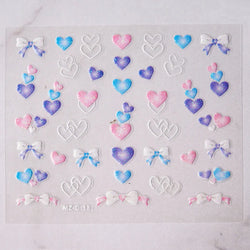 30 Sheet 3D Flower Nail Stickers Decals 6.5*5cm Transparent White Floral Leaf Butterflies Heart Nail Art Adhesive Strip Supplies (ONLINE ORDER ONLY)