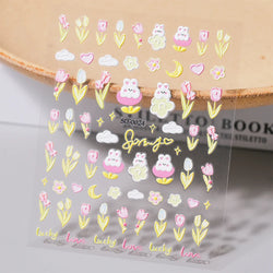 1 Sheet 5D Embossed Nail Art Stickers Graffiti Heart Flower Design Nail Art Decals Self-Adhesive DIY Manicure Nail Art Supplies* (ONLINE ORDER ONLY)