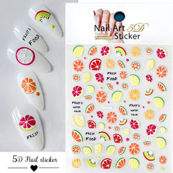 1Pc Summer Nail Art Sticker Lemon Nail Decal Nail Art Supplies Cute Fruit Strawberry Cherry Watermelon Avocado Lemon Nail Design (ONLINE ORDER ONLY)