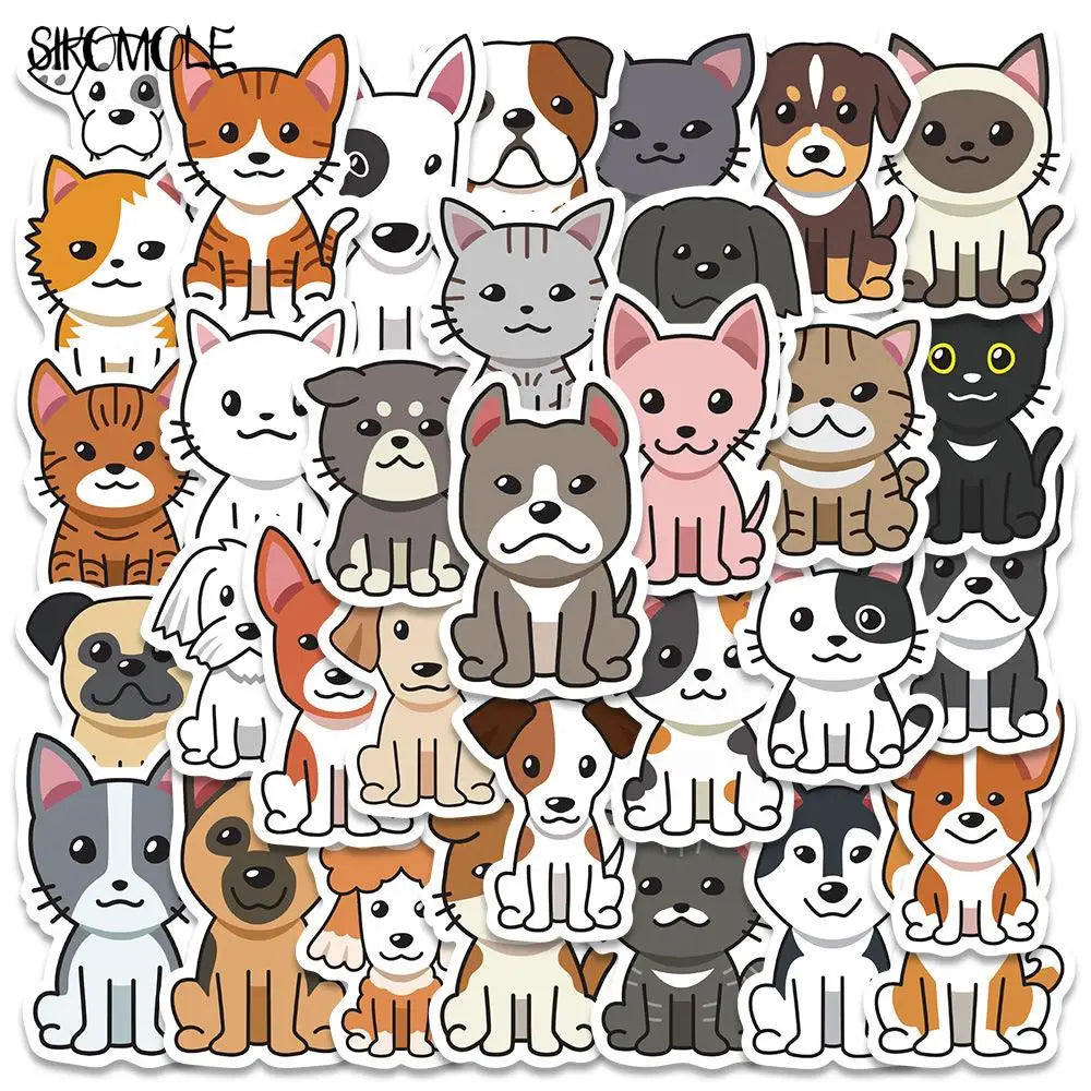 Cartoon Cat Dog Stickers for Kids Laptop Luggage Skateboard Decals (ONLINE ORDER ONLY)