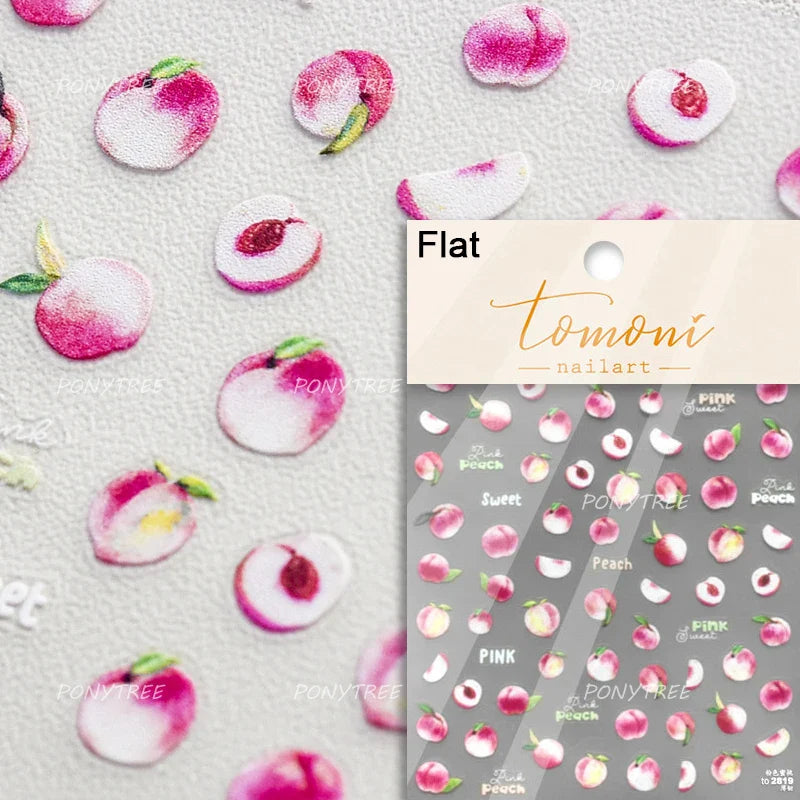 Fruit Paradise Guava Strawberry Pear Peach Orange Watermelon Pitaya Cherry Kiwifruit Pineapple Nail Art Stickers Manicure Decals (ONLINE ORDER ONLY)
