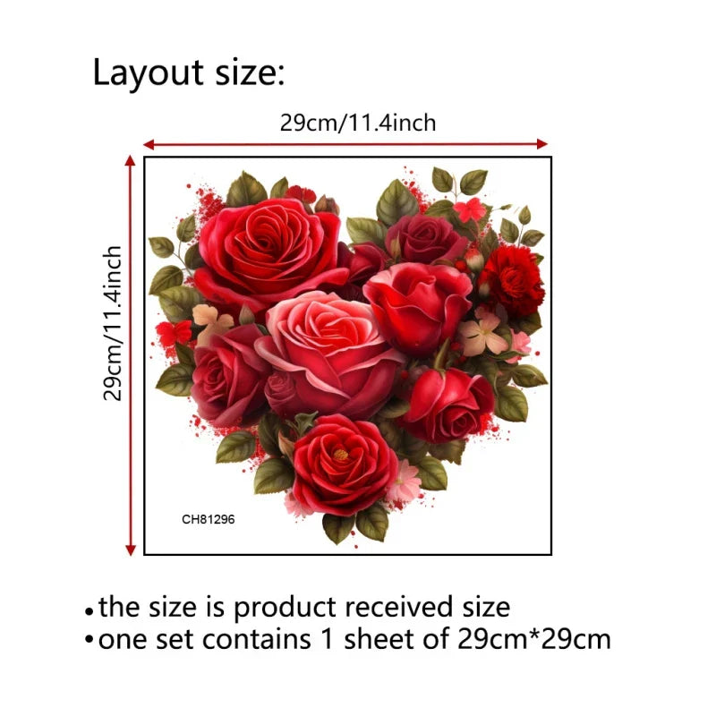 New Red Heart Flowers Wall Stickers Romantic Flowers Home Decor for Bedroom Living Room Toilet DIY Vinyl Waterproof Wall Decals (ONLINE ORDER ONLY)