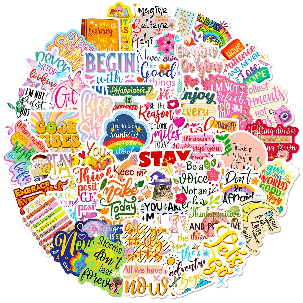 10/30/50/100pcs Cute INS Inspirational Quote Graffiti Stickers Decals Laptop Notebook Phone Suitcase Stationery Sticker Kids Toy (ONLINE ORDER ONLY)