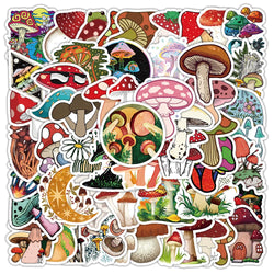 10/30/72PCS Vivid Mushrooms Stickers Plant Cartoon Decals DIY Diary Scrapbook Laptop Guitar Bike Graffiti Sticker Gift Kids Toy (ONLINE ORDER ONLY)
