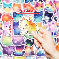 10/30/50PCS Cute Dream Star Cat Sticky PVC Sticker Aesthetic Stationery DIY Decoration Scrapbooking School Supplies for Kids (ONLINE ORDER ONLY)