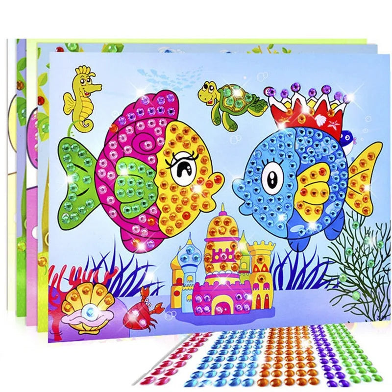 5/10/20pcs/Lot DIY Diamond Stickers Handmade Crystal Paste Painting Mosaic Puzzle Toys Random Color Kids Stickers Gift Children (Online Order Only)