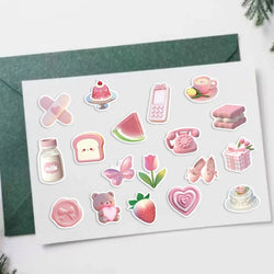 50PCS Kawaii Pink Love PVC Sticker Aesthetic Korean Stationery Decoration Scrapbooking School Supplies for Kids (ONLINE ORDER ONLY)