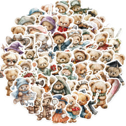 55Pcs Cute Teddy Bear Stickers Decoration for Laptop Cup Phone Case Helmet Luggage Cartoon Creative DIY Waterproof Vinyl Sticker (ONLINE ORDER ONLY)