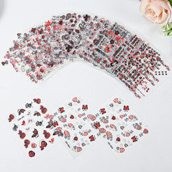 30 Sheet 3D Flower Nail Stickers Decals 6.5*5cm Transparent White Floral Leaf Butterflies Heart Nail Art Adhesive Strip Supplies (ONLINE ORDER ONLY)